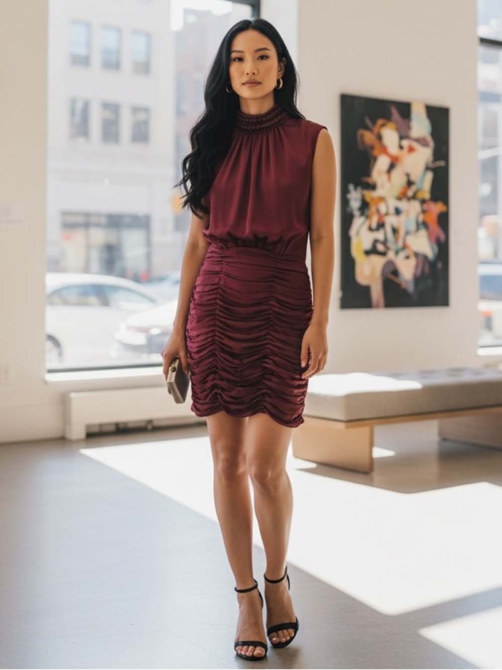 NWT Ramy Brook Emersyn Cocktail Dress in Burgundy